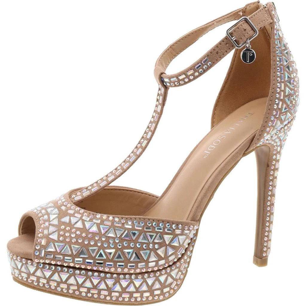 Thalia Sodi Chacey Womens Faux Suede Peep Toe T-Strap Sandals 1