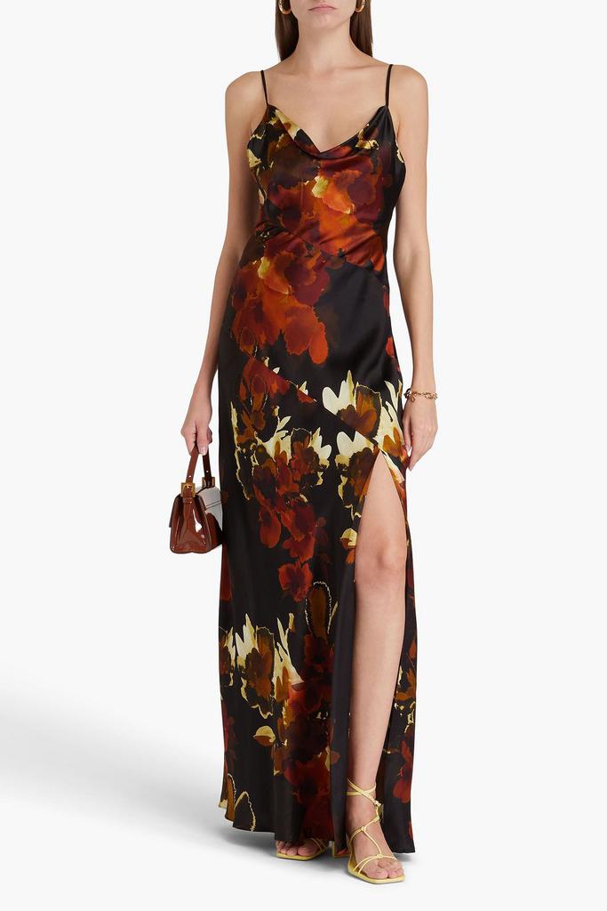 NICHOLAS Draped printed silk-blend satin gown