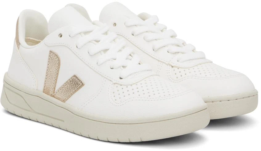 Veja White & Rose Gold V-10 Leather Sneakers 4