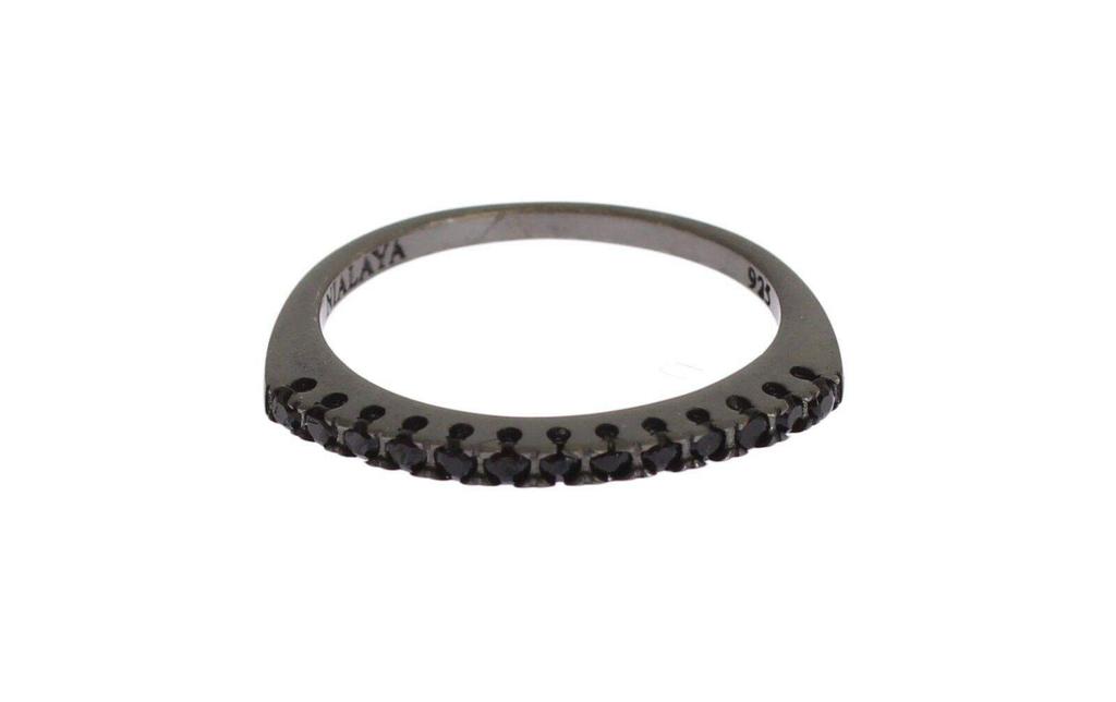 Nialaya Nialaya Black CZ Rhodium 925 Silver  Ring