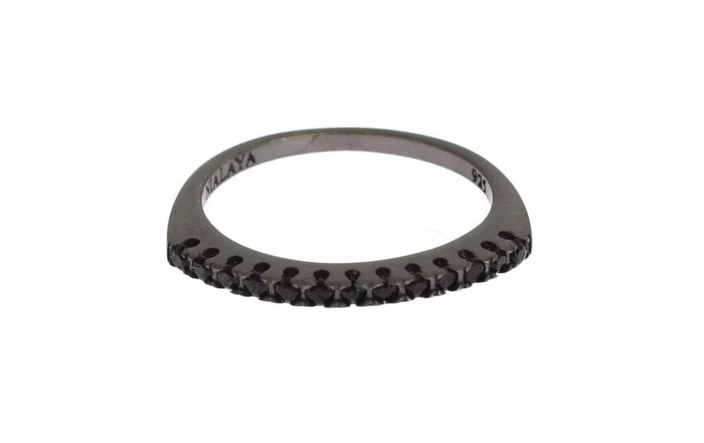 Nialaya Nialaya Black CZ Rhodium 925 Silver  Ring 1