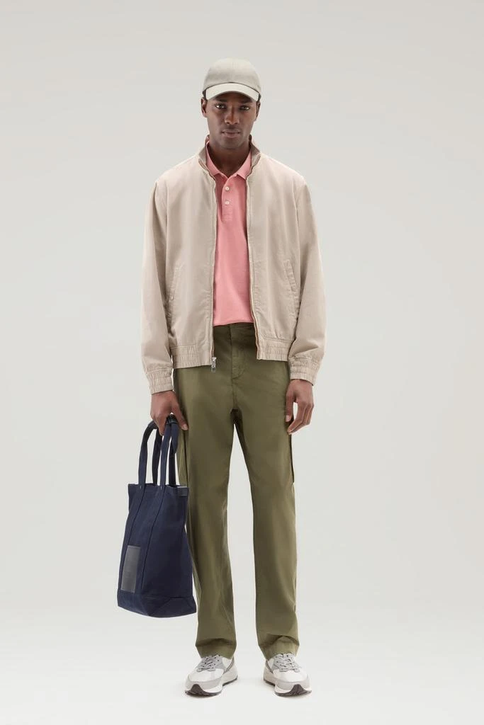 Woolrich Bomber Jacket in Cotton-Linen Blend - Men - Beige 2