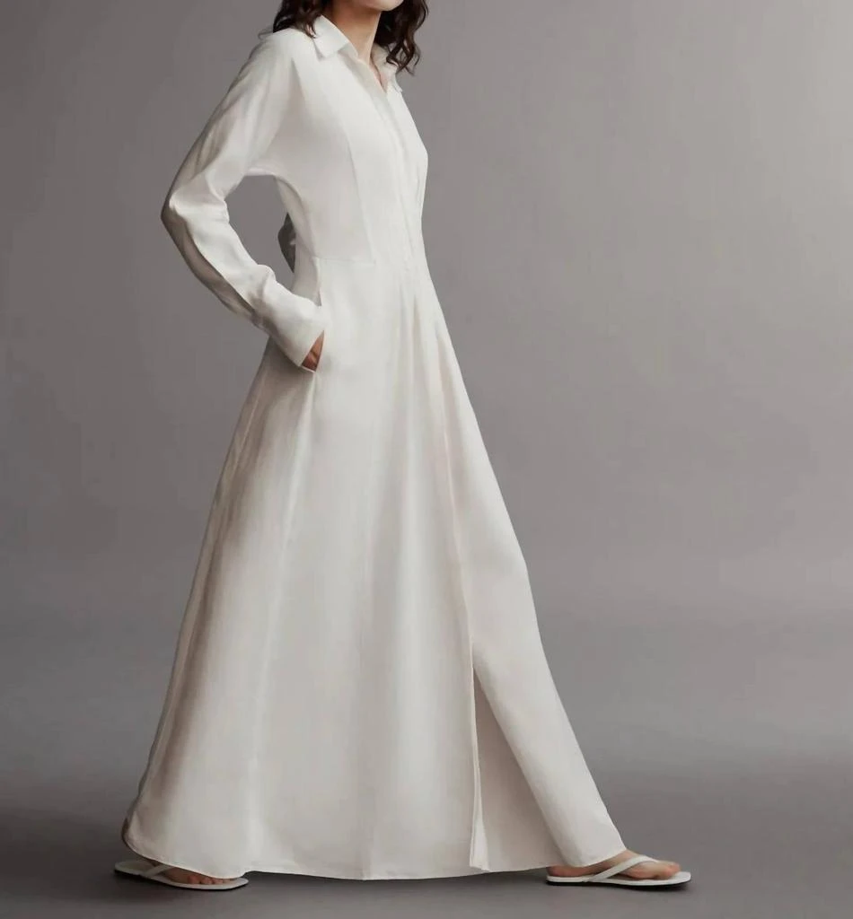 slim fit dress slacks Cinched Maxi Shirt Dress in White | Inner Included S/M main image 1