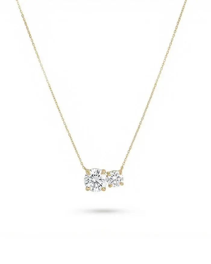 Shashi Cubic Zirconia Double Solitaire Pendant Necklace, 16.25-18.25"