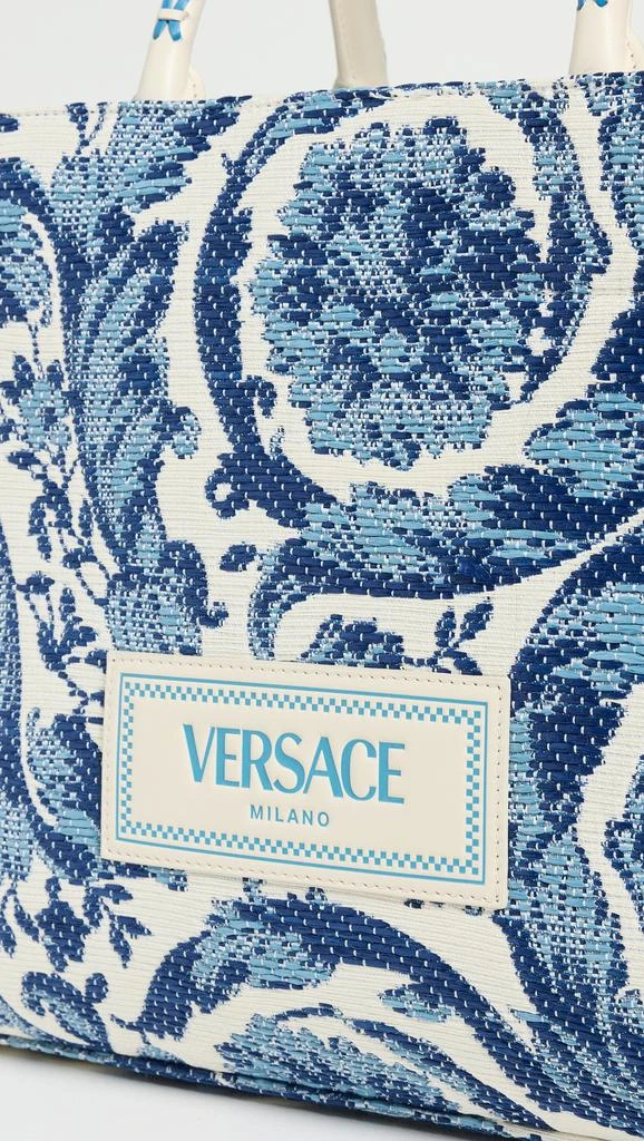 Versace Barocco Raffia and Calf Leather Large Tote 4