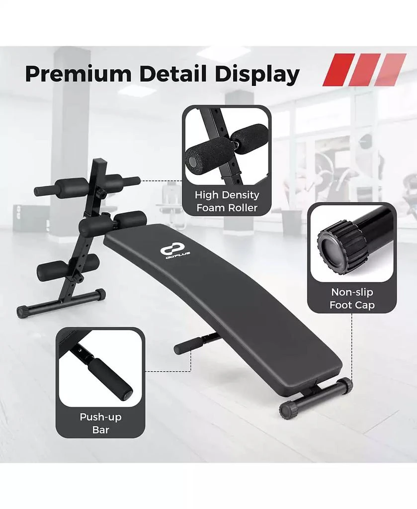 Costway Adjustable Decline Sit-Up Bench for Home Gym with Speed Ball and Resistance Bands 7