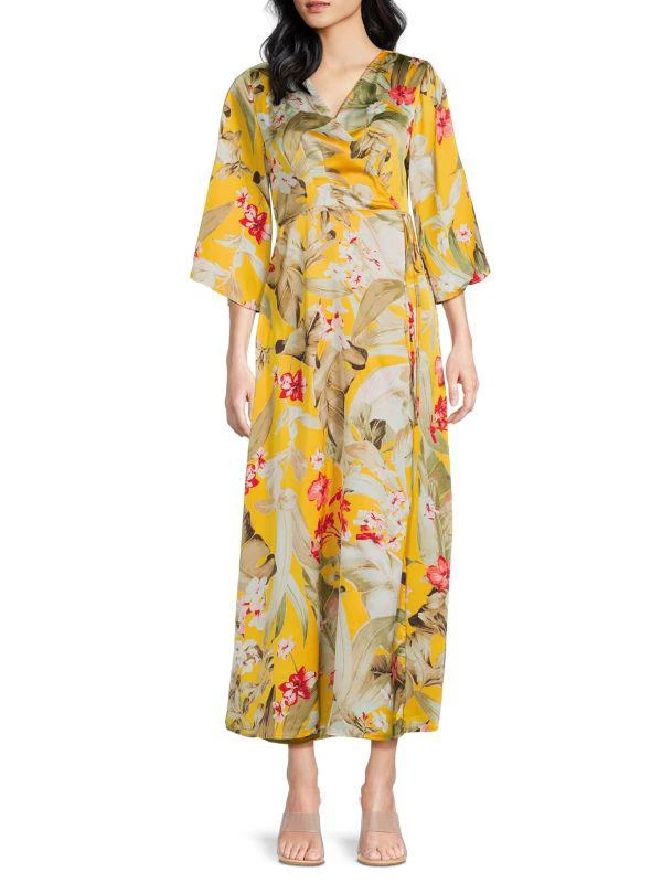 Subtle Luxury Floral Wrap Maxi Kimono Dress 1