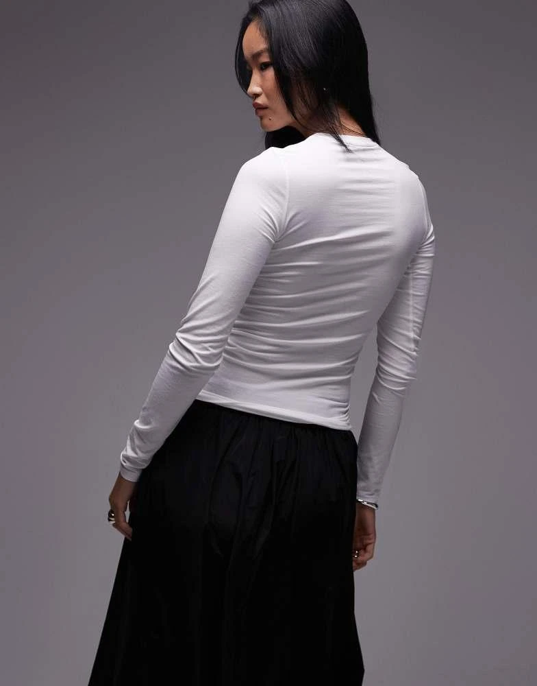 ARKET ARKET supersoft slim fit long sleeve top in white 4