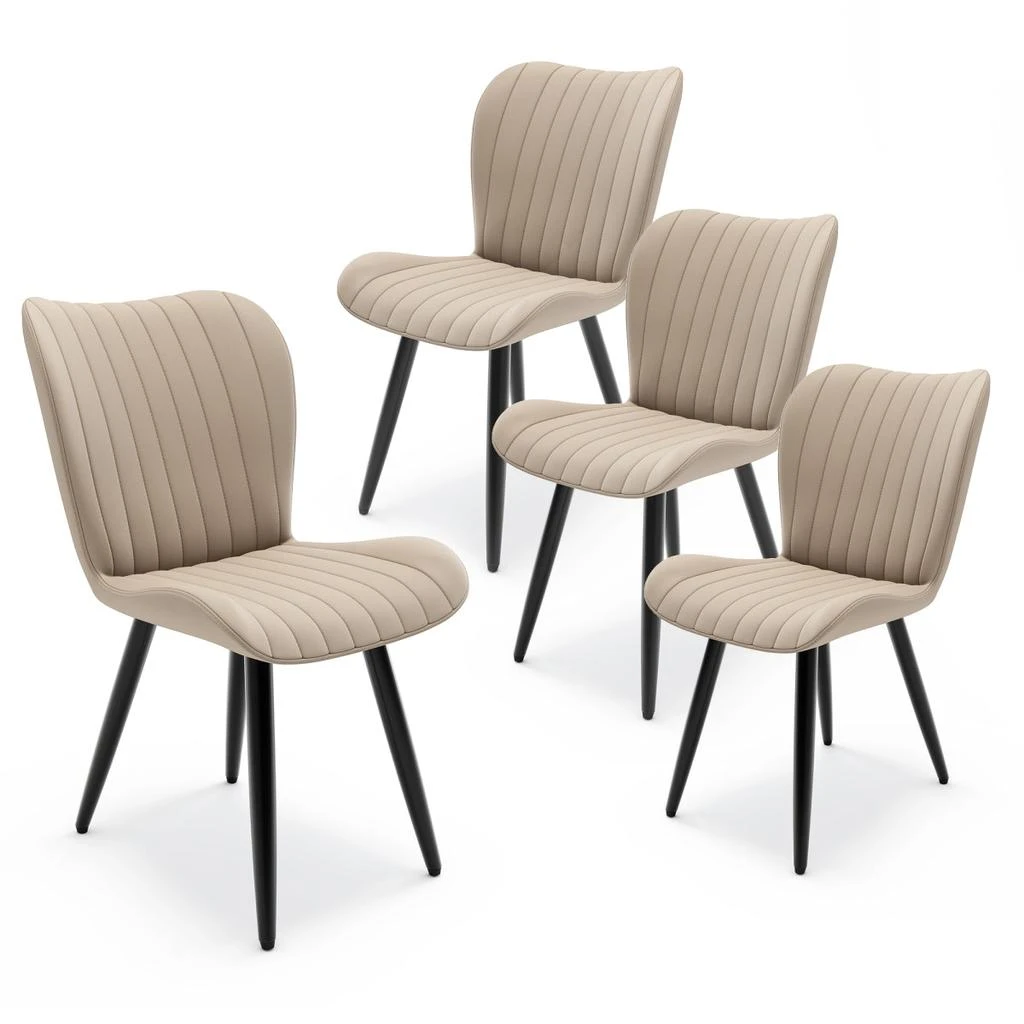 Streamdale Furniture Streamdale Set of 4 Modern PU Leather Dining Chairs with Thick Cushions
Metal Legs