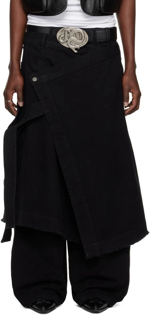 LU'U DAN Black Apron Denim Skirt 1
