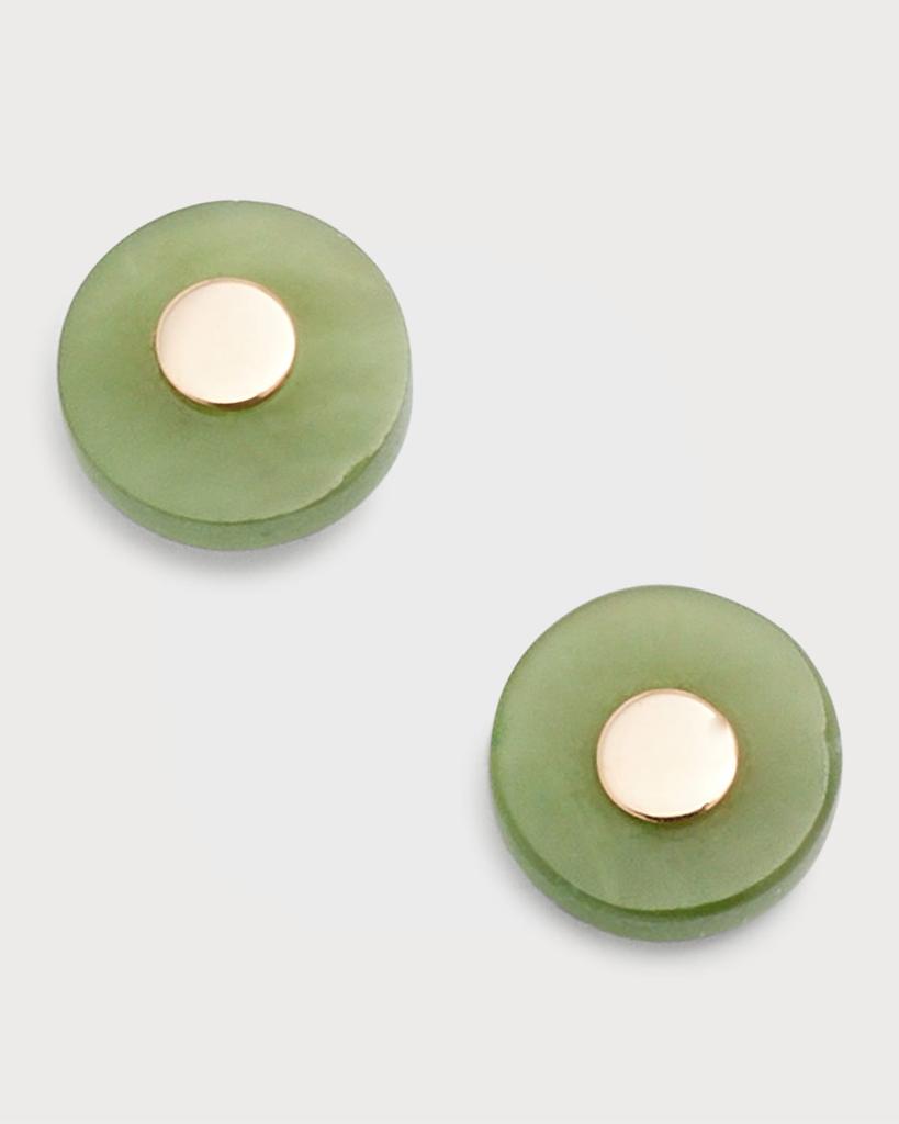 Ginette NY Donut Jade Rose Gold Stud Earrings