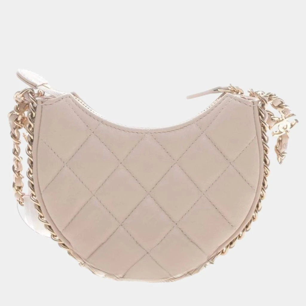 Chanel Chanel Light Beige Leather Mini Hobo Bag 1
