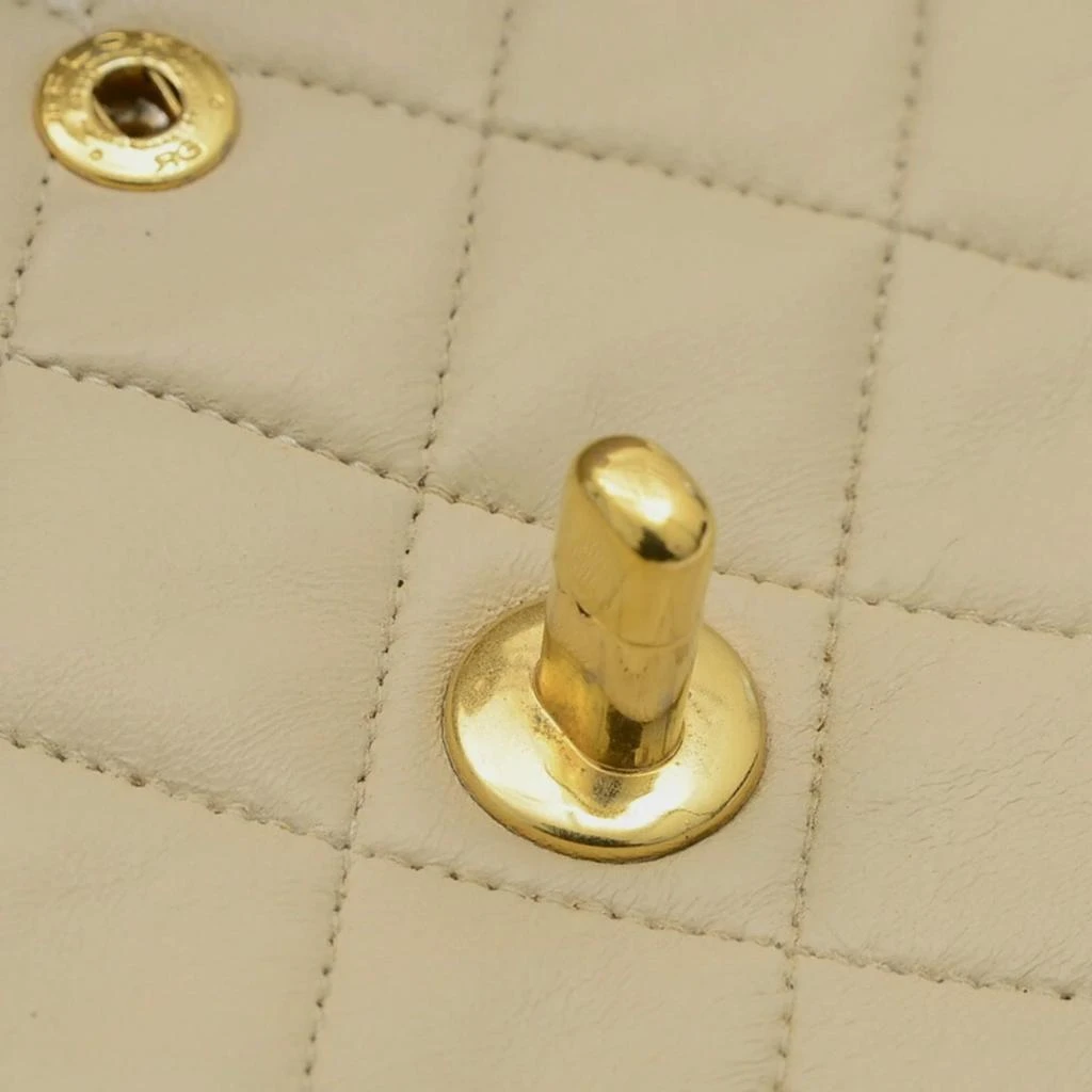 Chanel Chanel Light Beige Lambskin Leather Classic Double Flap Shoulder Bag 5