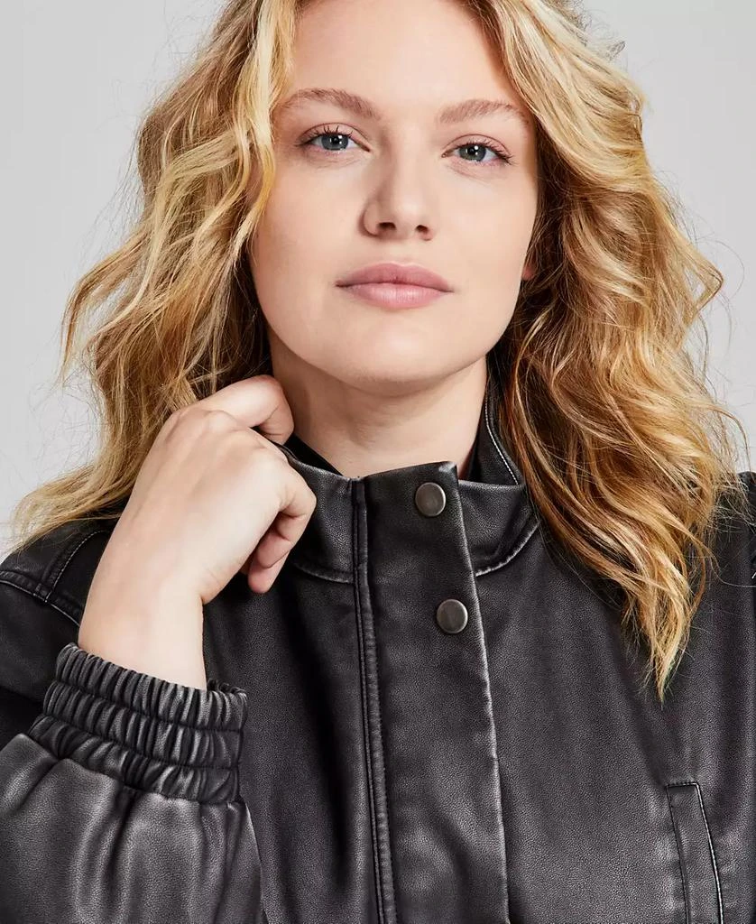 And Now This Trendy Plus Size Faux-Leather Bomber Jacket, Created for Macy's 3