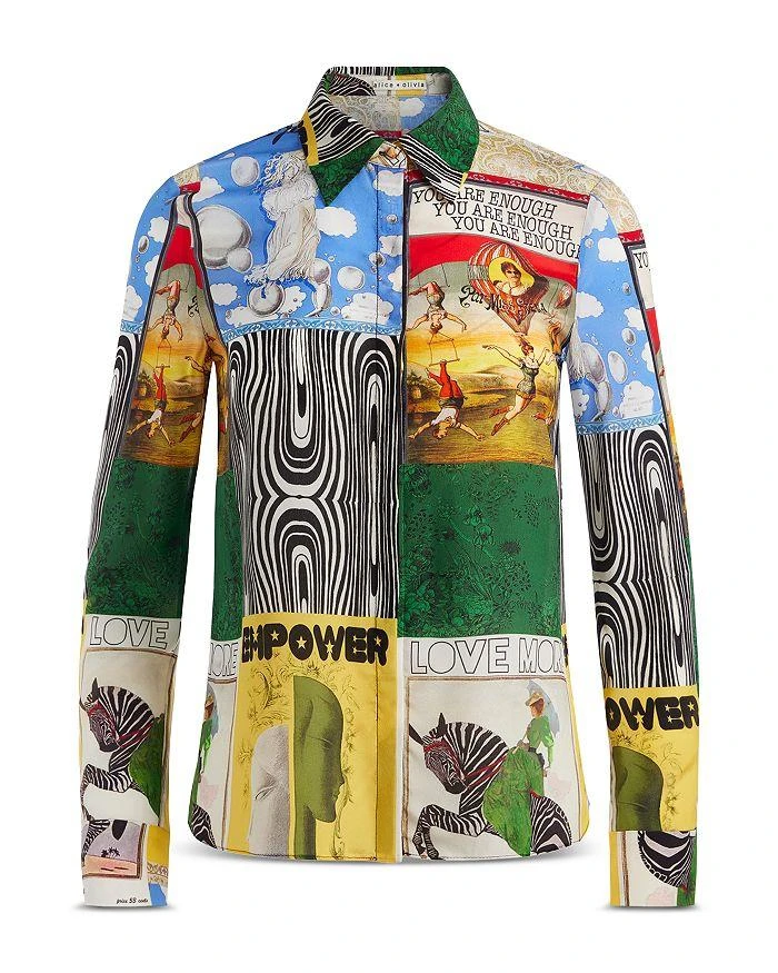 Alice + Olivia Willa Printed Silk Blouse 6