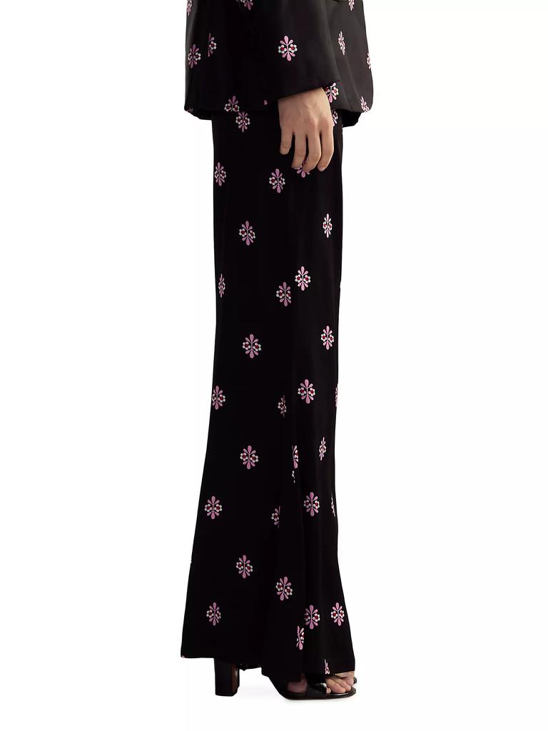 Cynthia Rowley Floral Twill High-Waist Flared Pants