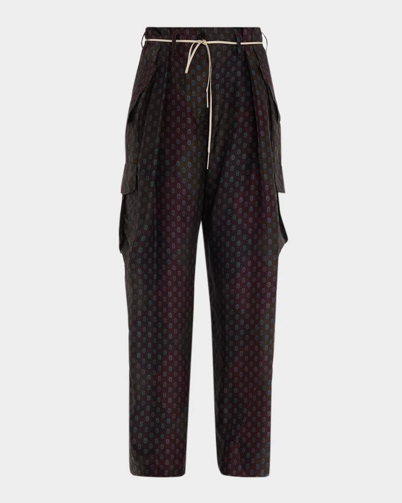 Dries Van Noten Polk Multi-Print Silk Straight-Leg Cargo Pants 1