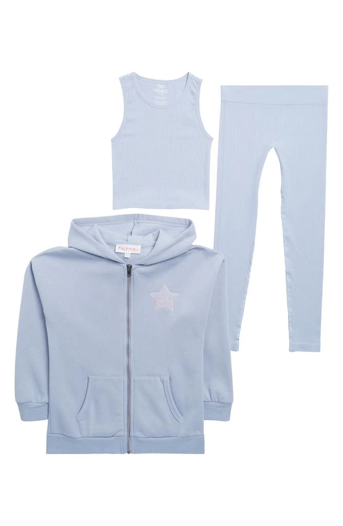 Pink Rose Kids' Fleece Hoodie, Ribbed Tank & Leggings Set 1