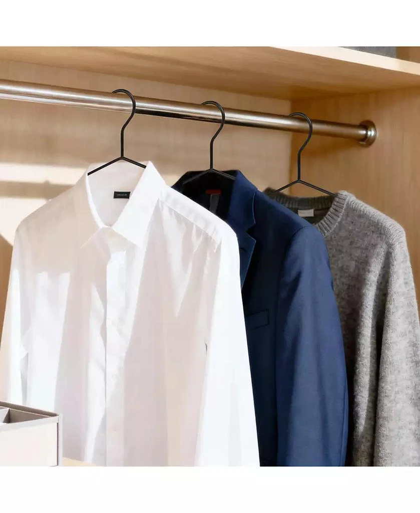 BP4U ASUS 24-Pack Heavy Duty Metal Wide Shoulder Suit Hangers with Pants Bar, Welded Coat Hangers with Beech Wood Trouser Bar 6