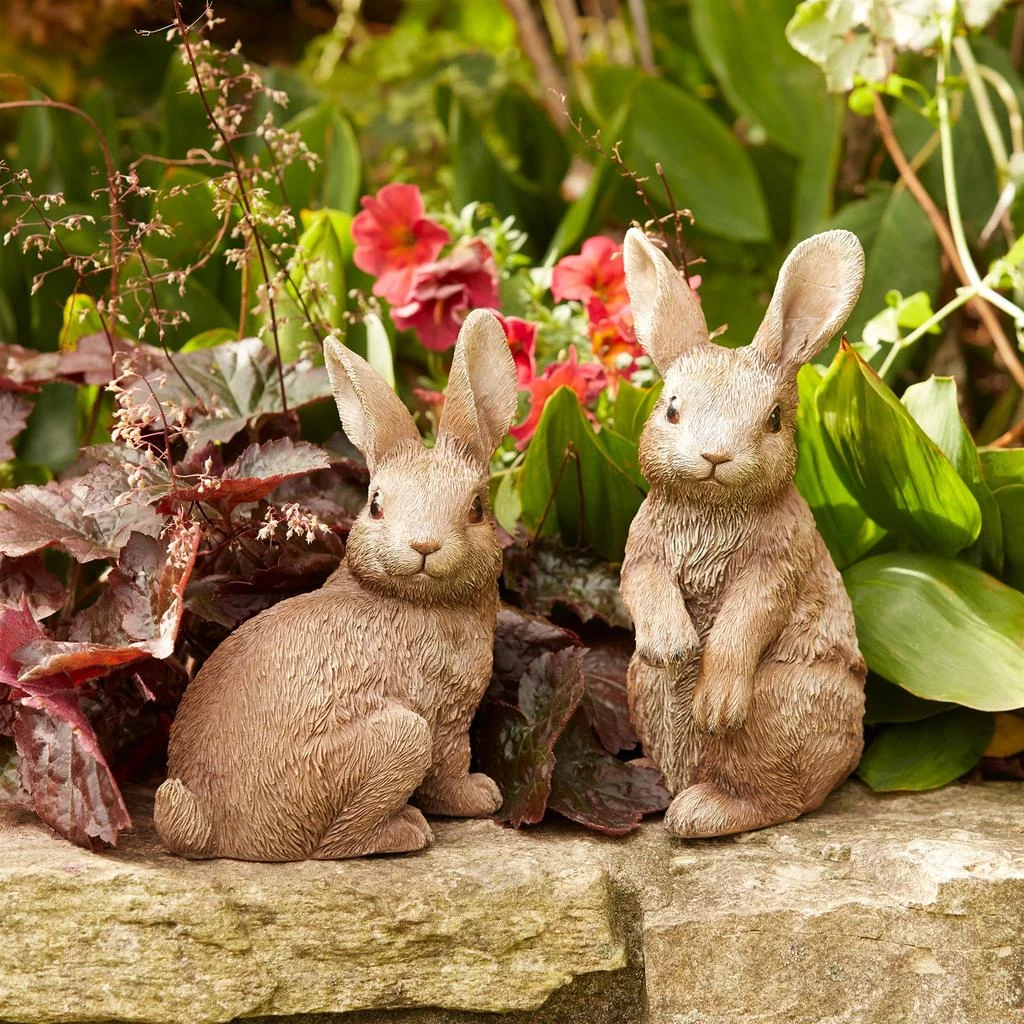 Hivvago Garden Bunny Rabbit Figurine (Set of 2) 2