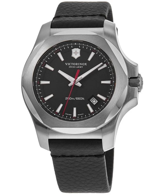 Swiss Army Victorinox Swiss Army I.N.O.X. Black Dial Black Leather Men's Watch 241737 1