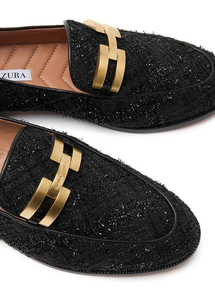 Aquazzura Brandi tinsel-weave tweed loafers 3