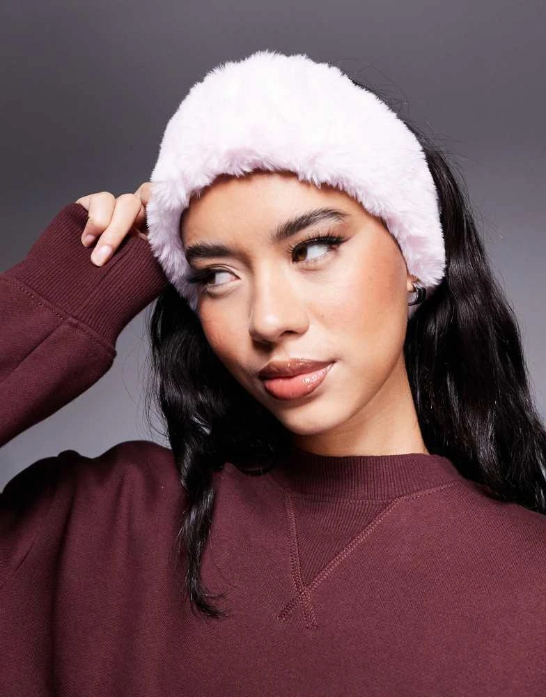 ASOS 4505 Ski faux fur headband in pink 4