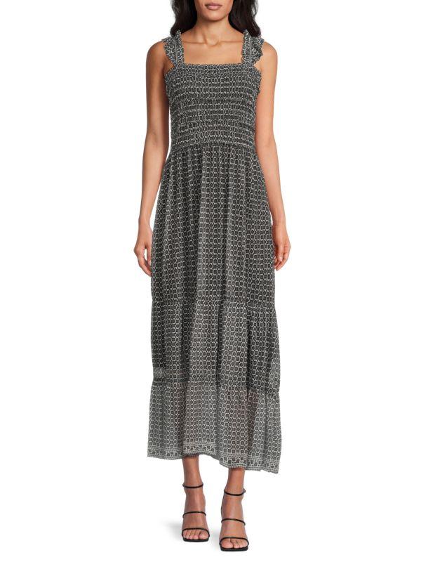 Max Studio ​Smocked Ruffle-Strap Maxi Dress