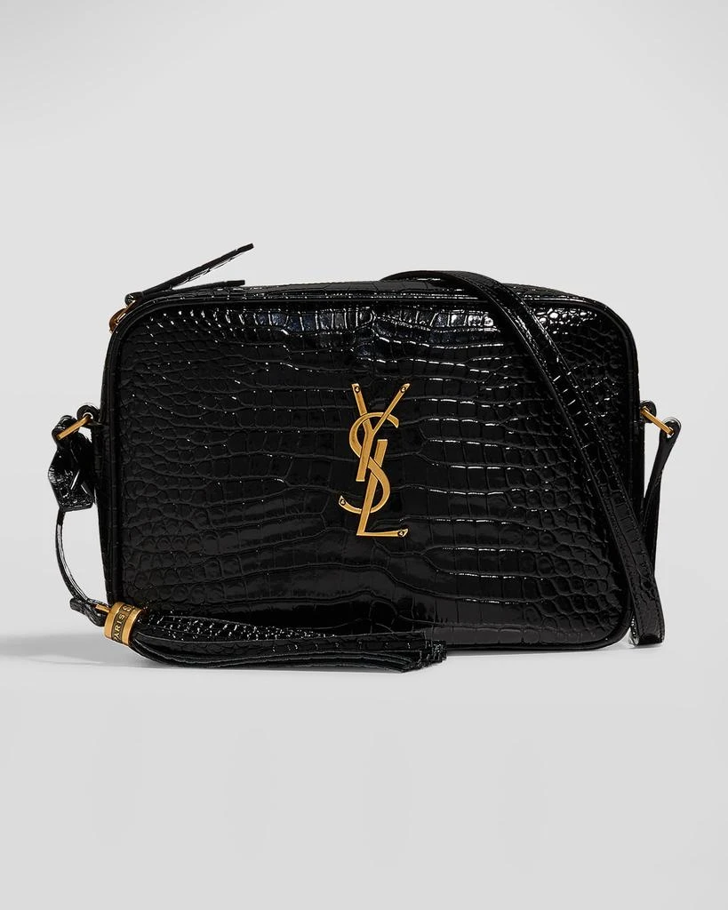 Yves Saint Laurent Lou Medium YSL Camera Bag with Tassel in Croc Embossed Leather 1