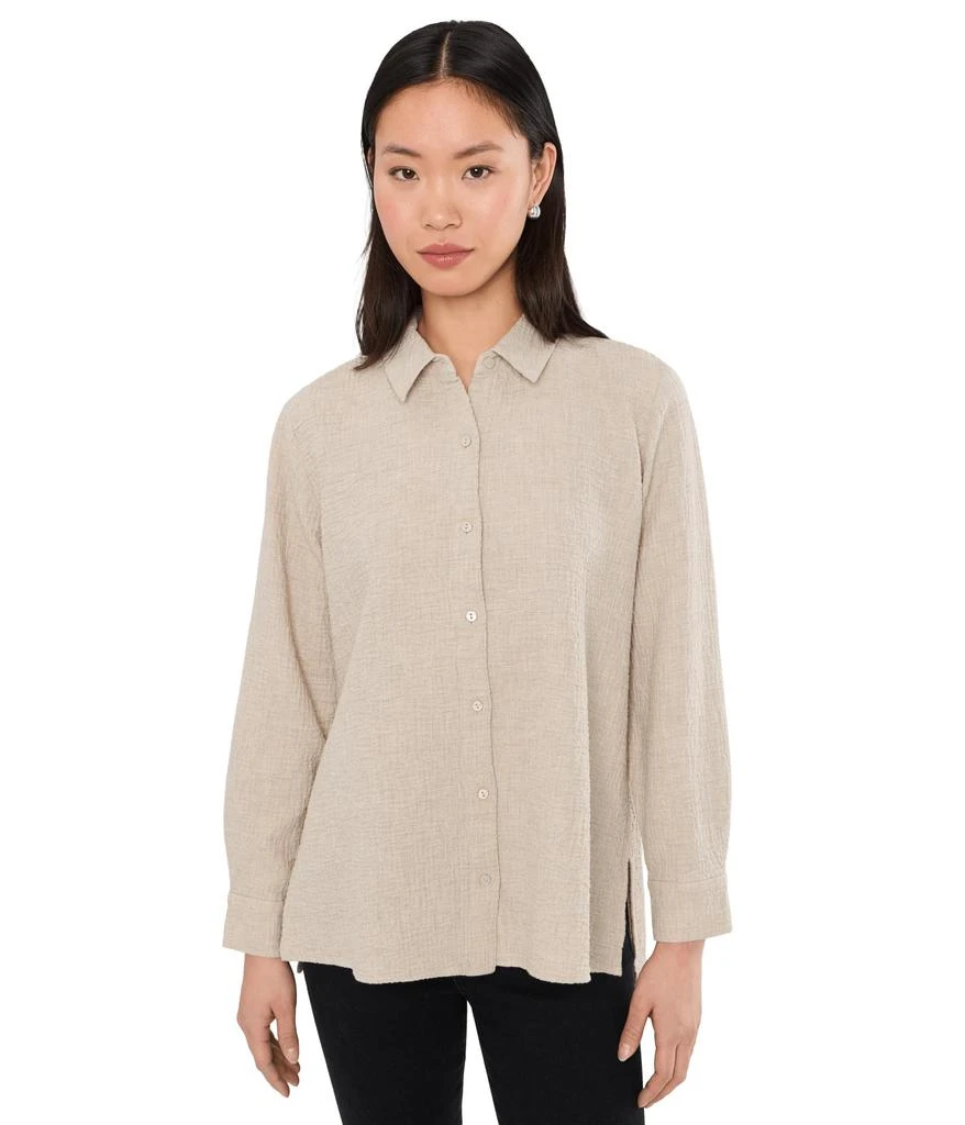 Eileen Fisher Petite Organic Cotton Doubleweave Classic Collar Shirt