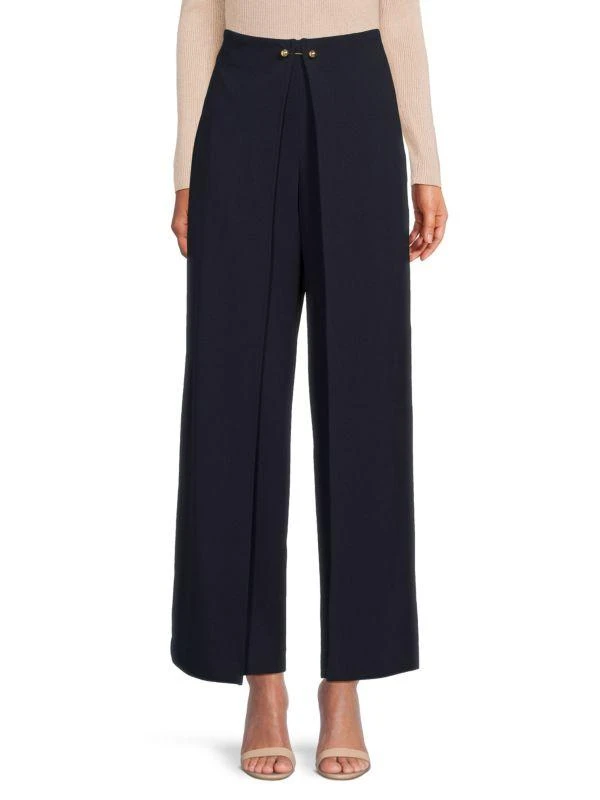 HALSTON Flat Front Draped Pants 1