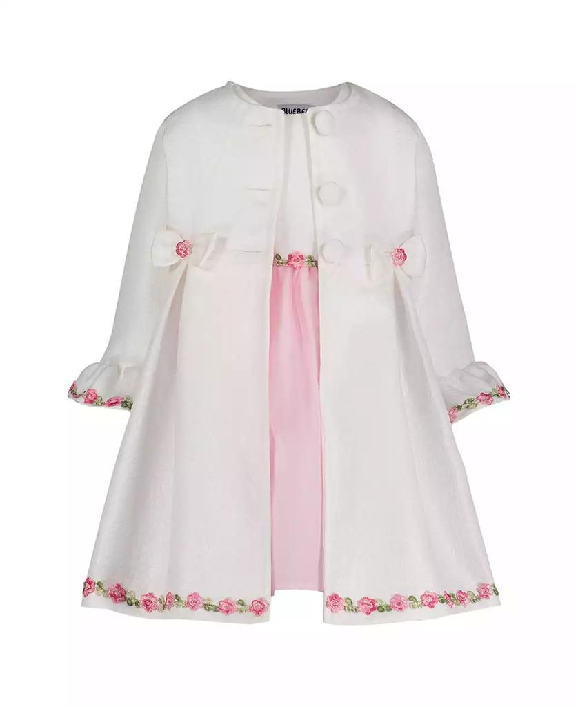 Blueberi Boulevard Baby Girls 2-Piece Rosette Trim Fit and Flare Dress and Swing Coat Set