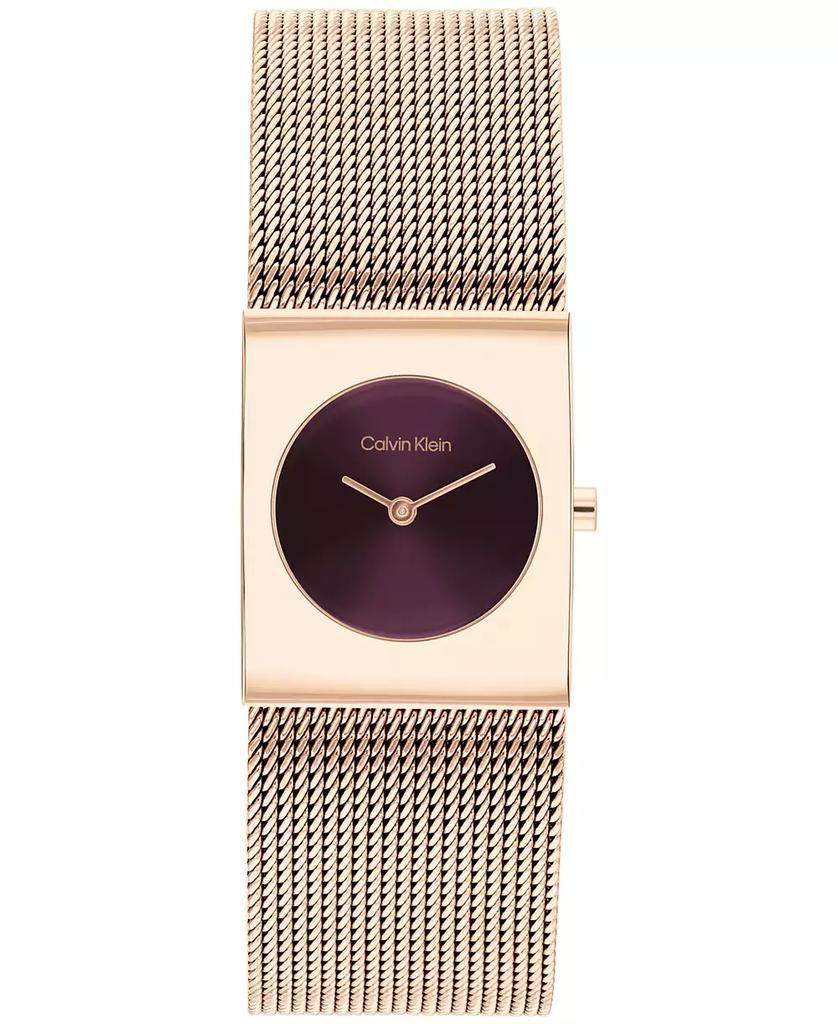 Calvin Klein Women’s Rose Gold Tone Stainless Steel Mesh Bracelet Watch, 21.5mm