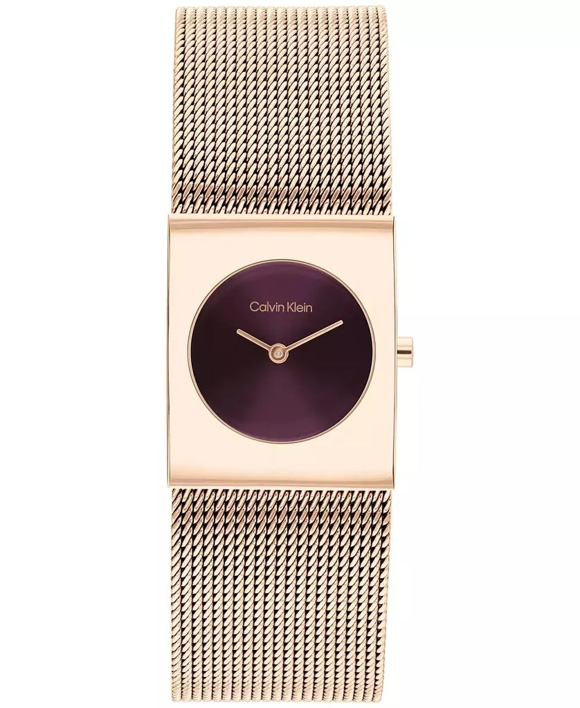 Calvin Klein Women’s Rose Gold Tone Stainless Steel Mesh Bracelet Watch, 21.5mm 1