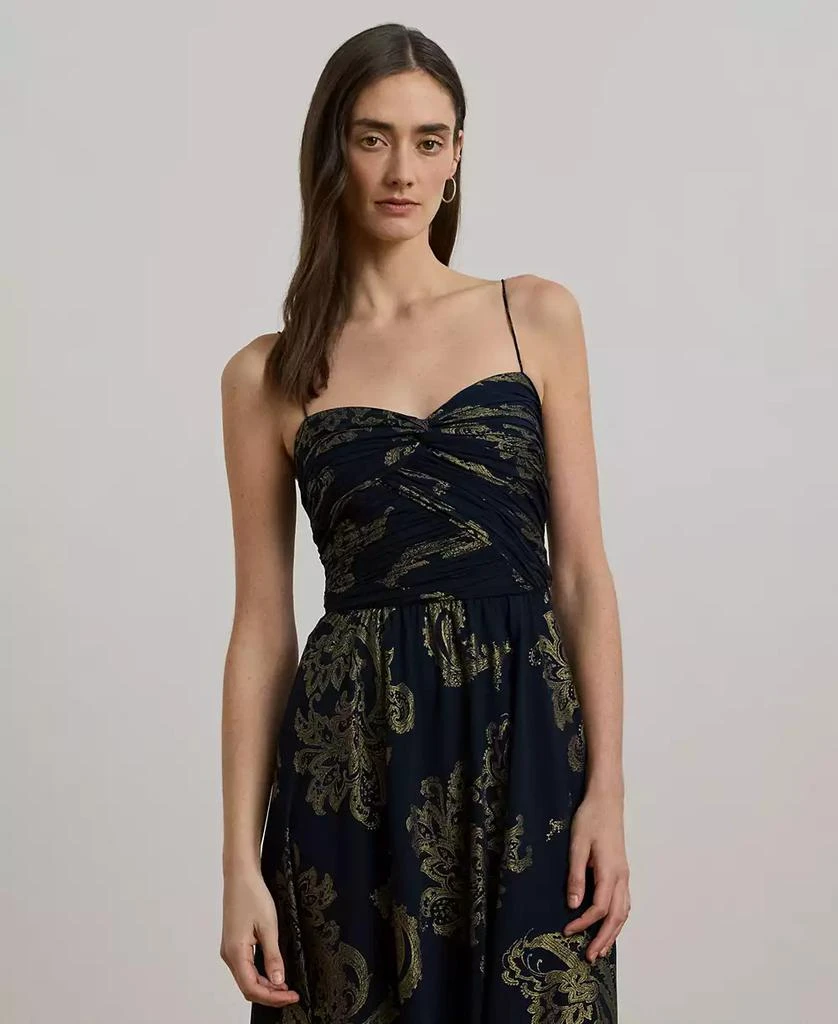 Ralph Lauren Women's Paisley Foiled Chiffon Sleeveless Gown 2