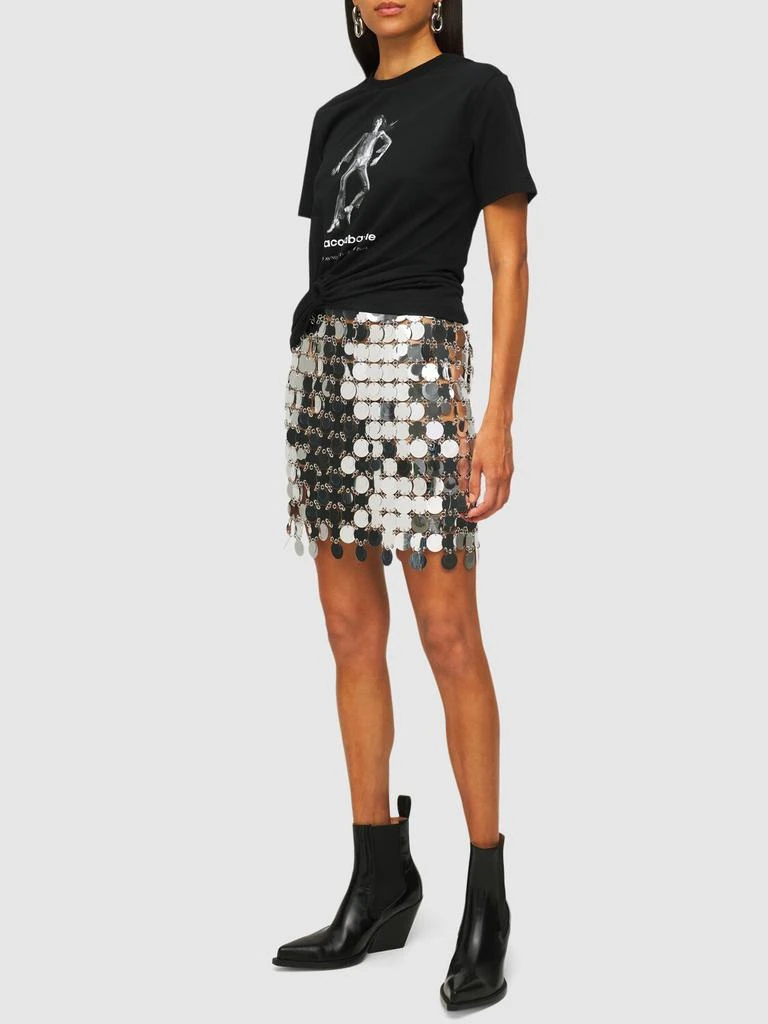 Paco Rabanne Round Sequined Mesh Mini Skirt 1