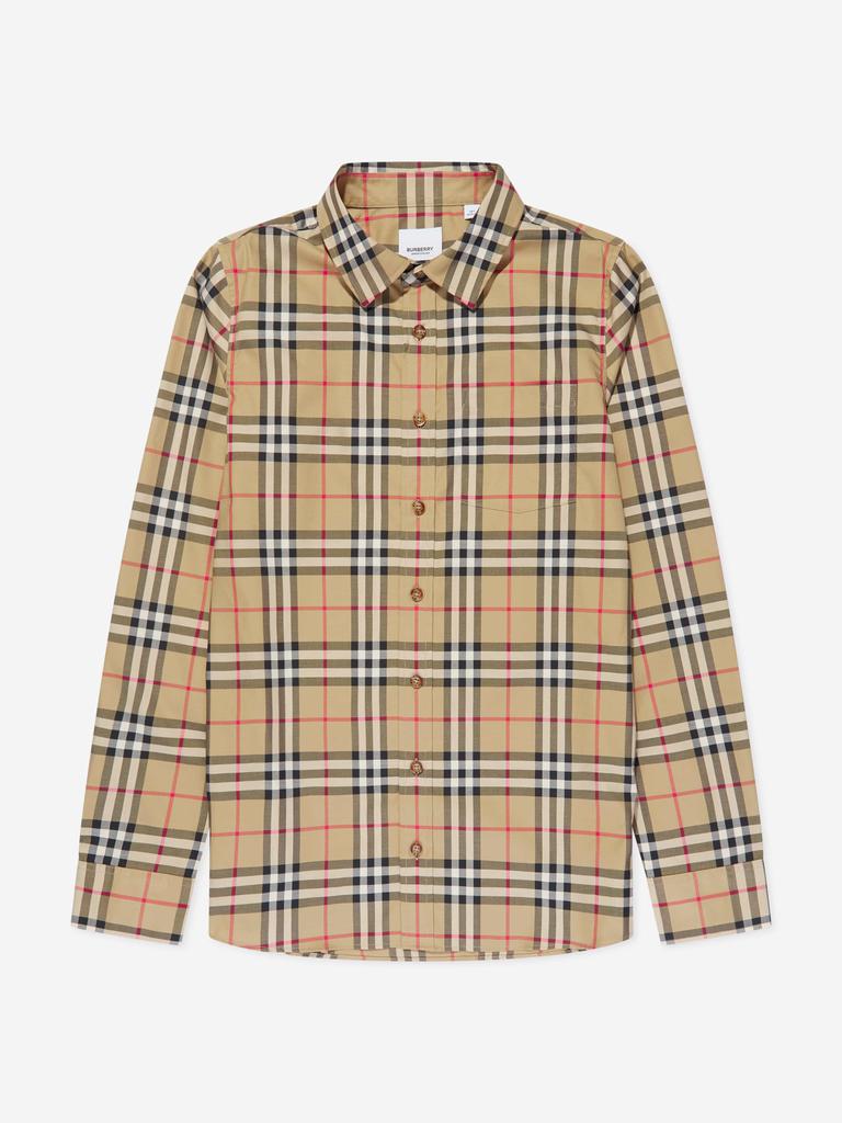 Burberry Burberry Boys Owen Long Sleeve Check Shirt in Beige