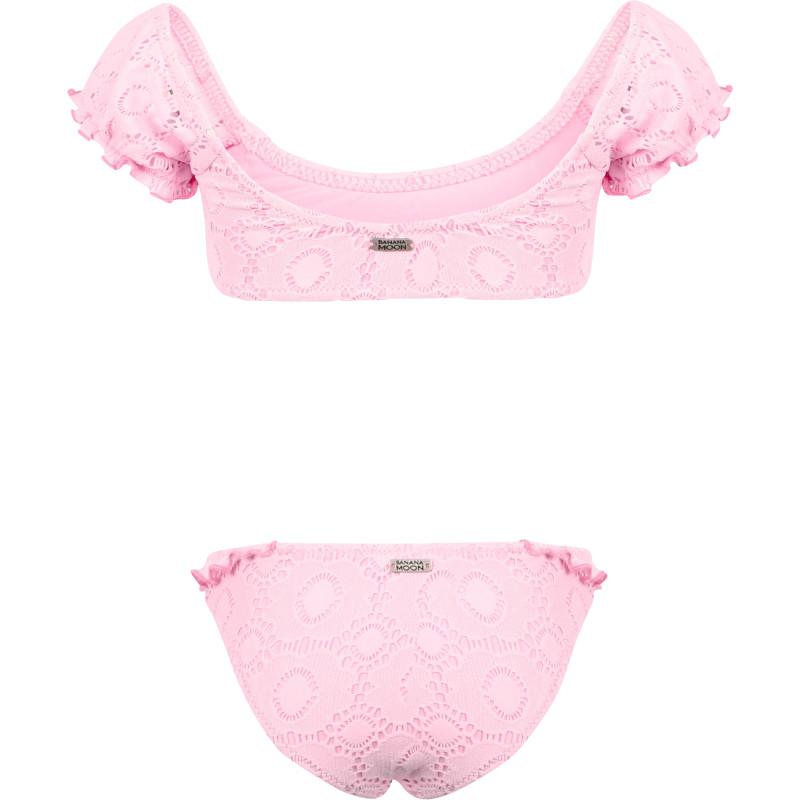 BANANA MOON Perforated ruffled bikini in pink