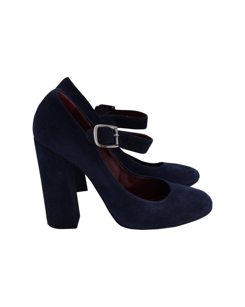 Chloé Chloe Mary Jane Pumps in Navy Blue Suede