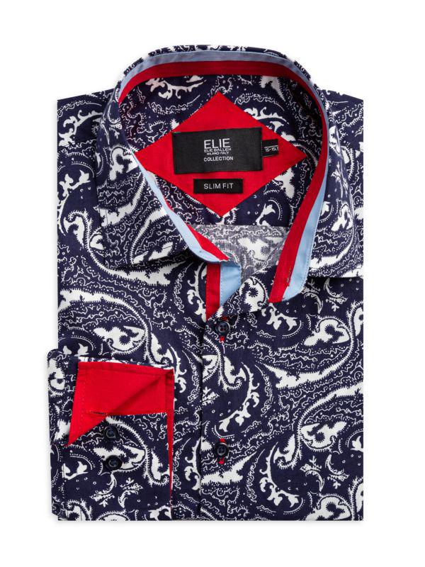 Elie Balleh Slim Fit Paisley Sport Shirt