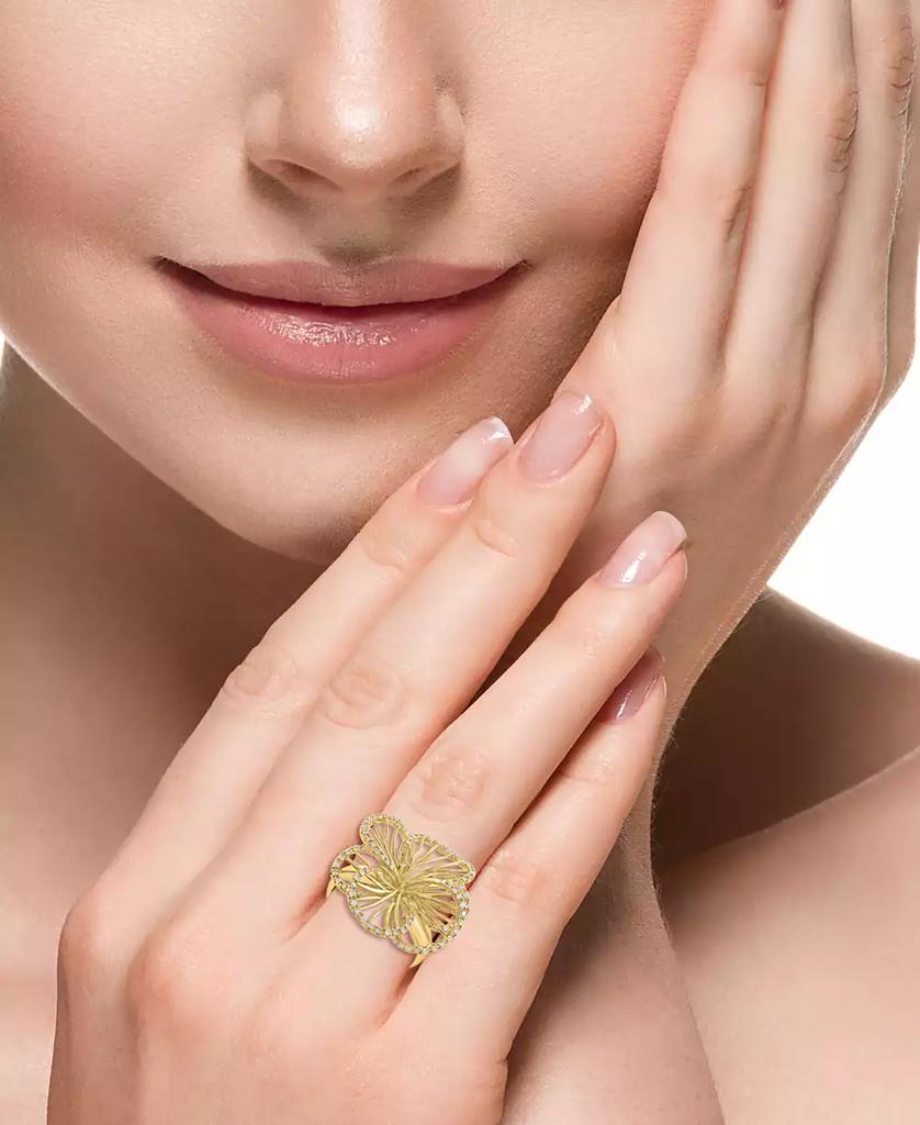 Effy EFFY® Diamond Border Openwork Flower Statement Ring (3/8 ct. t.w.) in 14k Gold