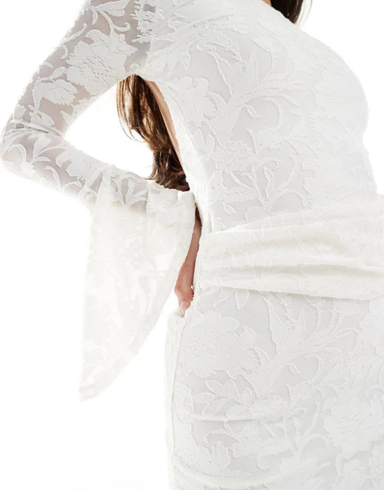 ASOS ASOS DESIGN low back devore mini dress with wide cuffs in ivory 2
