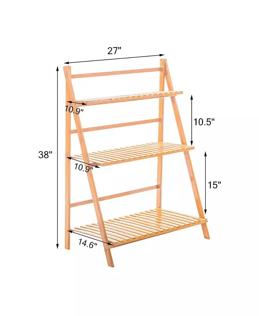 UNHO Introducing the Premium 3-Tier Bamboo Plant Stand,Durable, Space-Saving 
Easy Assembly,Hanging Rack for Patio/Garden 4