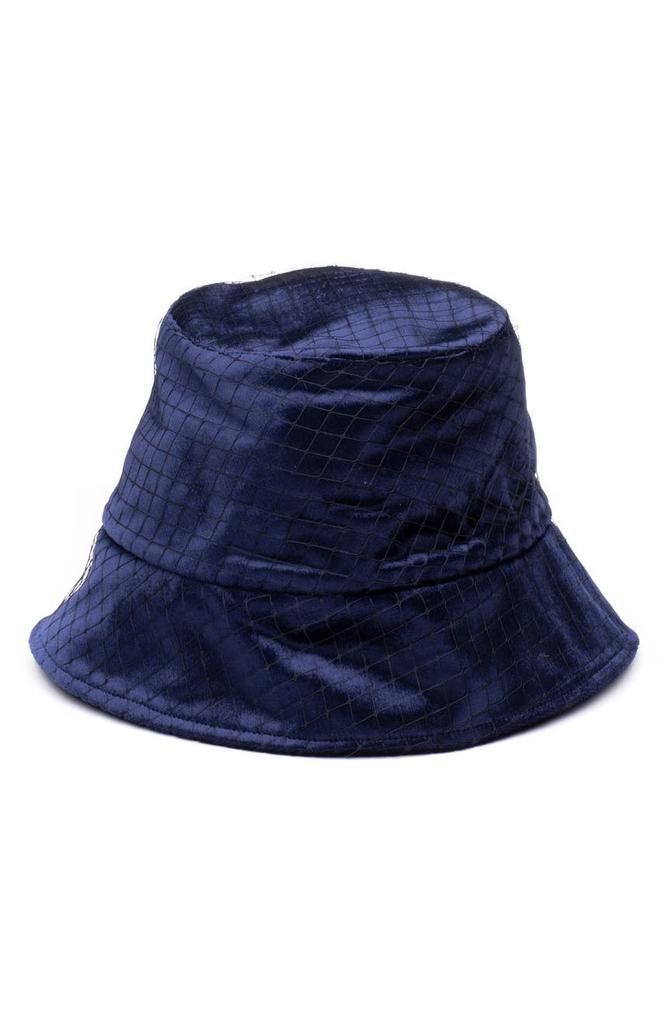 Eugenia Kim Navy Pann Velvet Birdcage Veil Bucket Hat