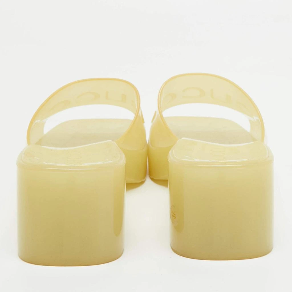 Gucci Gucci Light Yellow Rubber Logo Embossed Slide Sandals Size 37 5
