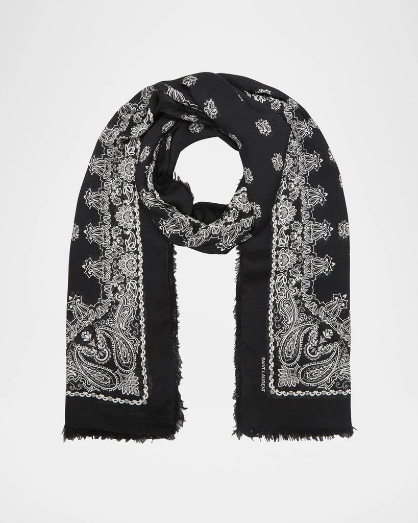 Yves Saint Laurent Paisley Cashmere-Blend Bandana Scarf 1