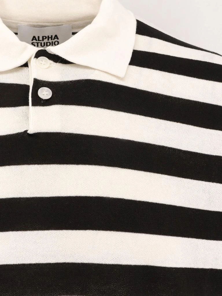 ALPHA STUDIO Striped cotton crepe polo shirt 3