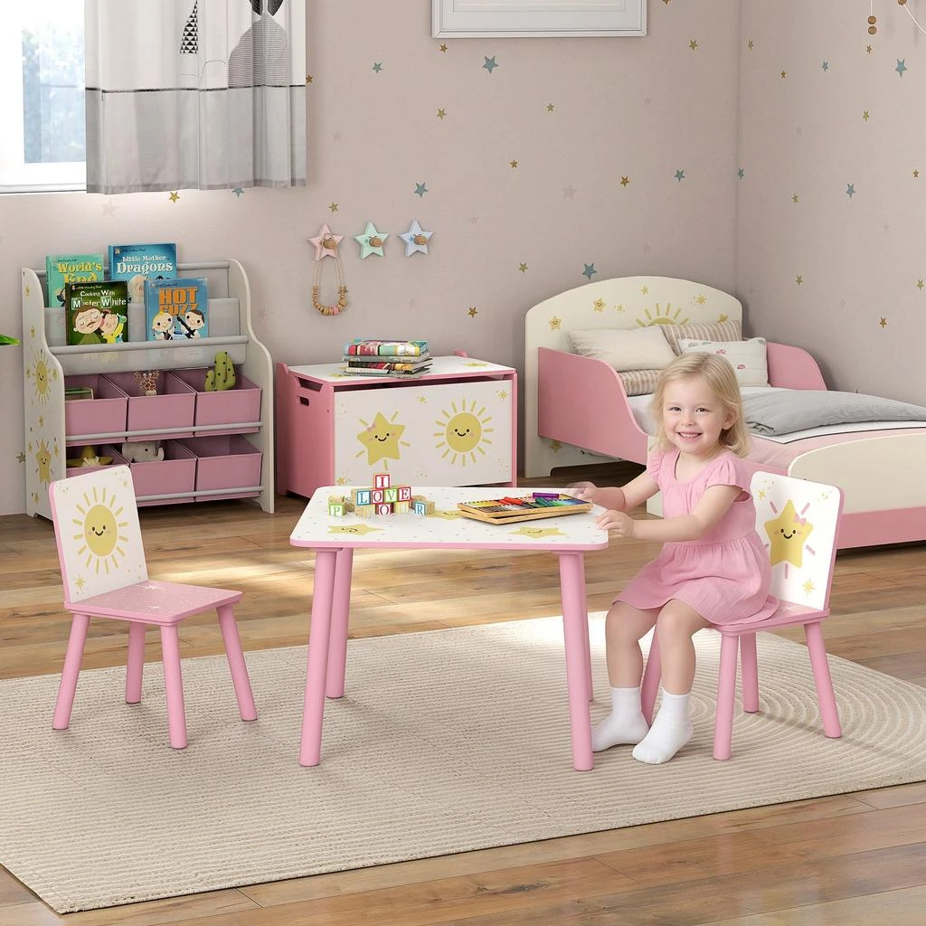 Hivvago 3-Piece Toddler Table and Chair Set for Playroom 2