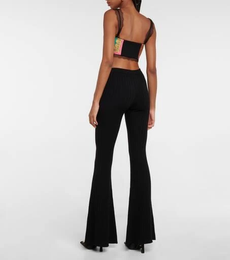 Versace Ribbed-knit wool-blend flared pants 3