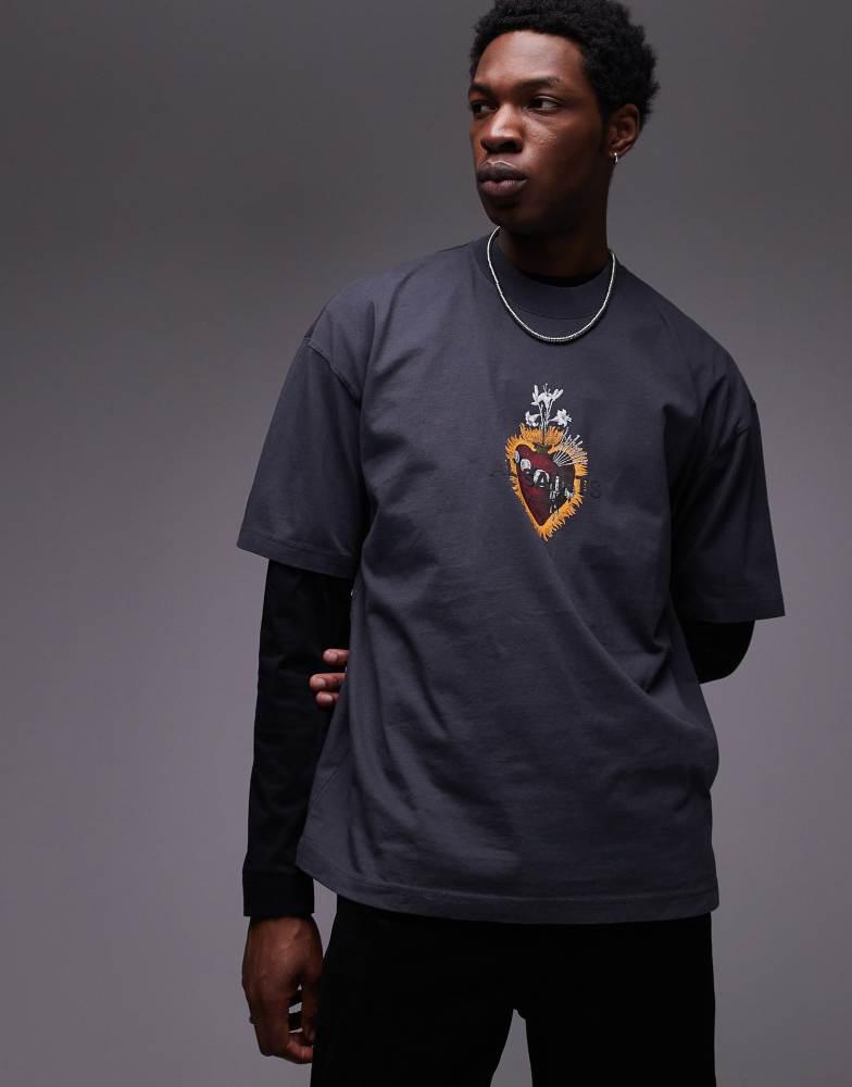 ALL SAINTS AllSaints Heartfelt back graphic t-shirt in washed black